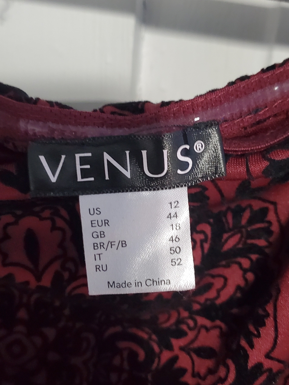 VENUS Burgundy and Black Velvet Burnout Midi Dress - Picture 3 of 5